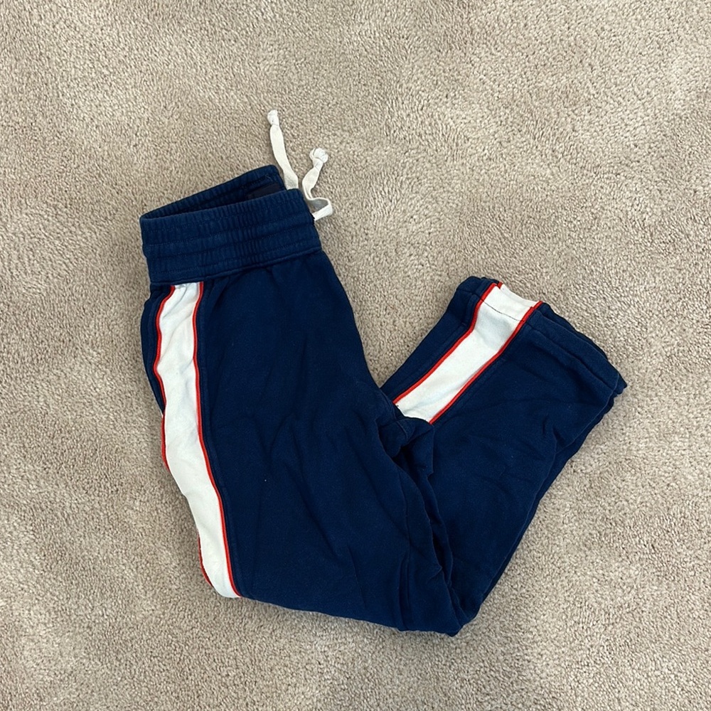 MOTHER. Navy Blue Kids Track Pants with White Stripes